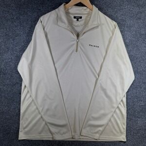Malbon Golf 1/4 Zip Pullover Mens XL Cream Perforated Back Logo Performance L/S